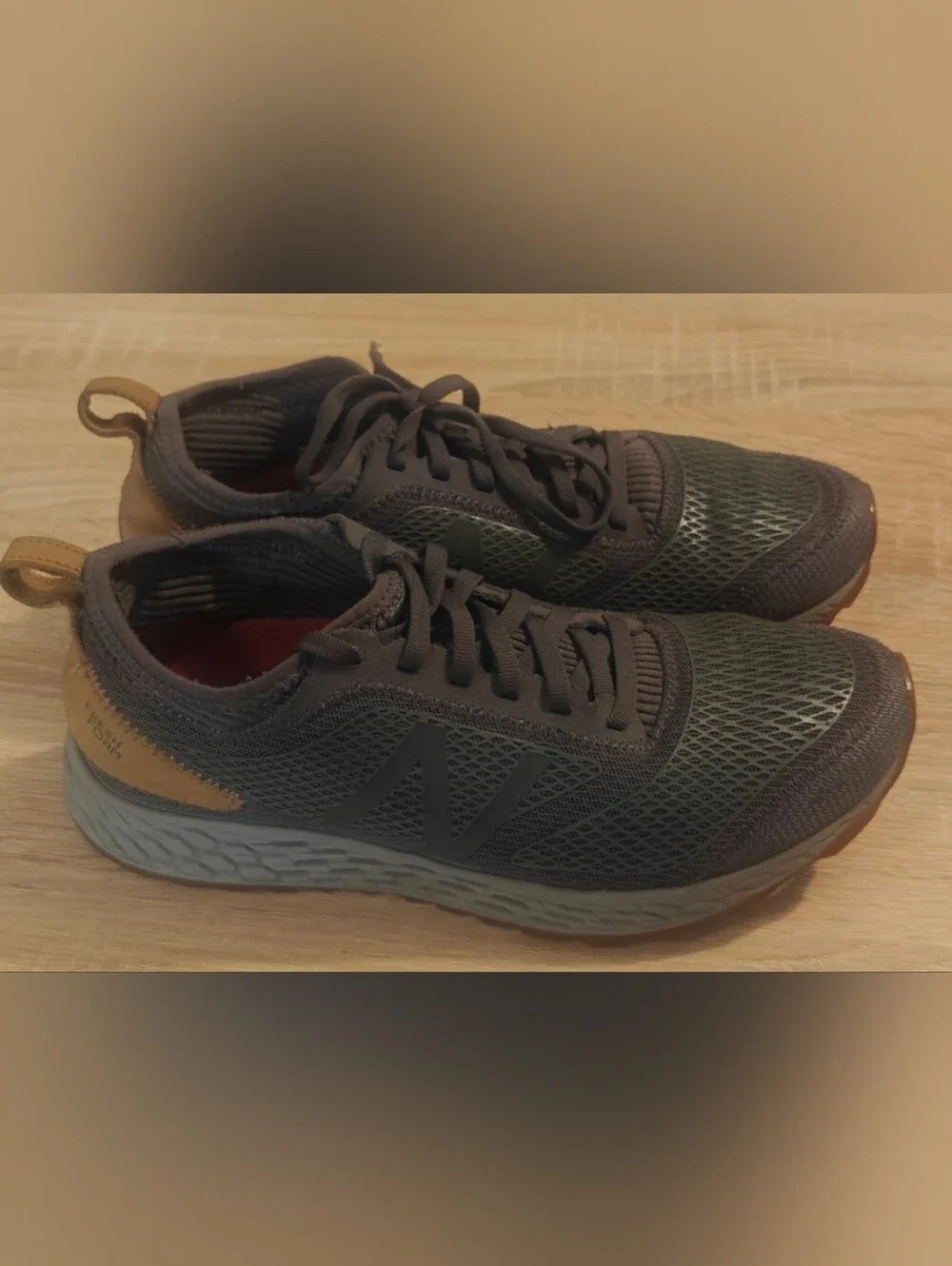 New Balance Men's Olive Green and Tan Athletic Sneakers